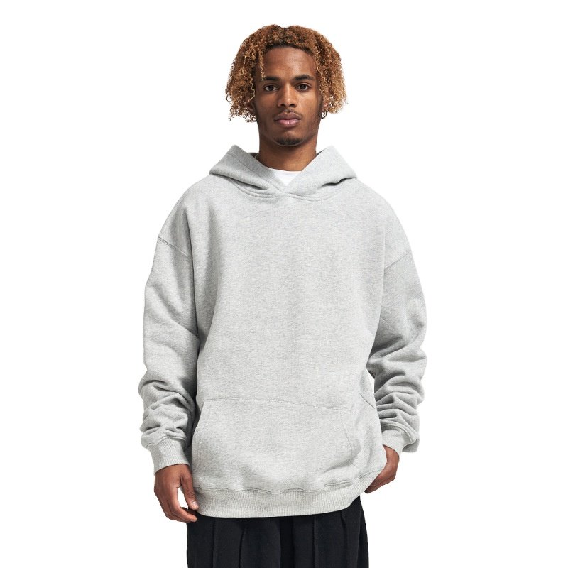 Autumn and Winter New 380g Solid Color Plush Hooded Sweater for Heavyweight Fleece men's hoodies sweatshirts