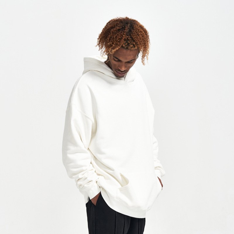 Autumn and Winter New 380g Solid Color Plush Hooded Sweater for Heavyweight Fleece men's hoodies sweatshirts