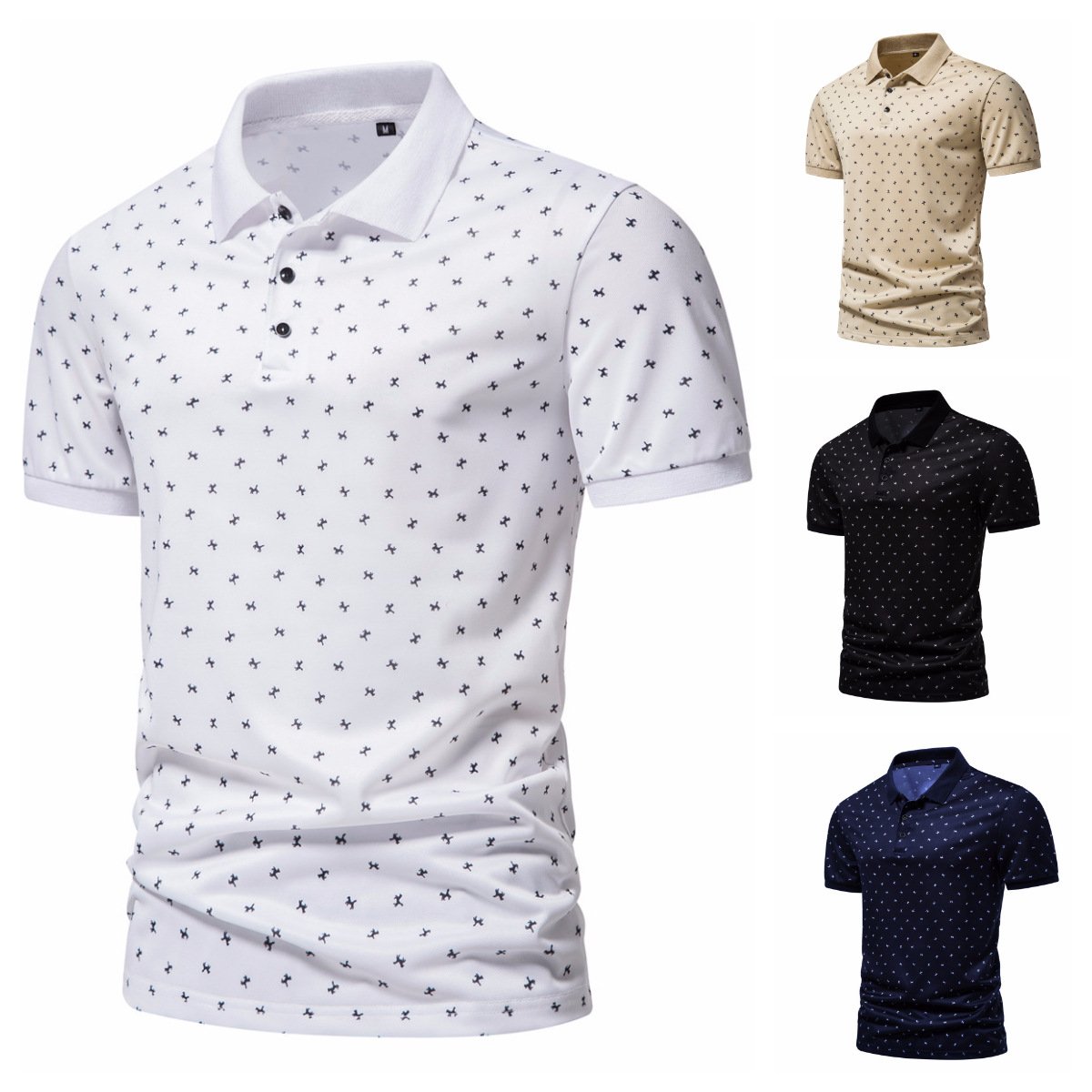 Custom logo high quality luxury graphic full all over print floral quick dry performance men's polo shirts
