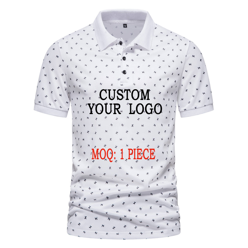 Custom logo high quality luxury graphic full all over print floral quick dry performance men's polo shirts