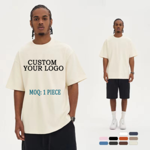 Men's Heavy Cotton High Quality Custom Logo Desgin Blank Oversized Drop Shoulder Rib O-neck men's t-shirts