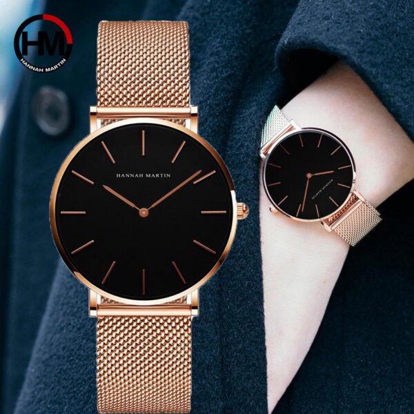2021 Luxury women watch for gifts Japan Quartz Movement Waterproof Women watches Gold Stainless Steel Mesh Band Ladies Watch