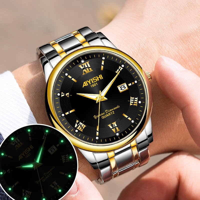 2024 AIYIAHI luxury stainless steel quartz Watch Men 3ATM waterproof luminous Clock business Date Calendar Business Wristwatches