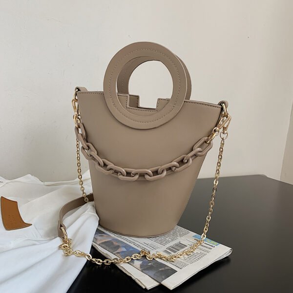 2024 New Bucket Bag Casual fashion bag Ring handbag women's chain shoulder bag
