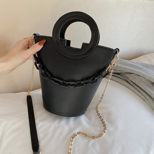 2024 New Bucket Bag Casual fashion bag Ring handbag women's chain shoulder bag