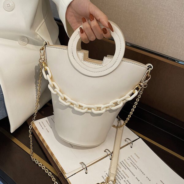 2024 New Bucket Bag Casual fashion bag Ring handbag women's chain shoulder bag