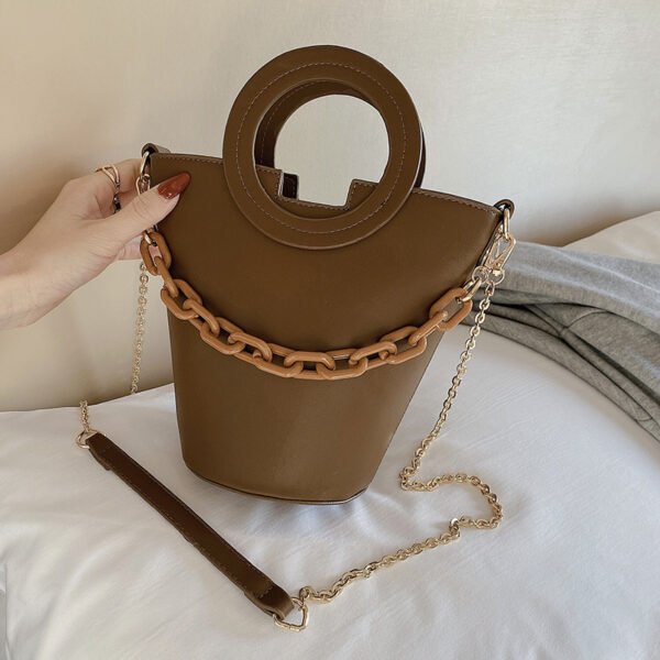 2024 New Bucket Bag Casual fashion bag Ring handbag women's chain shoulder bag