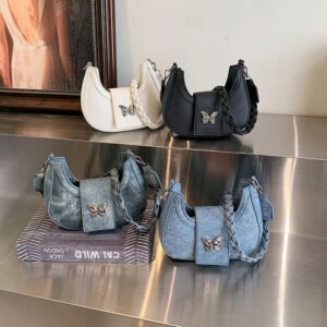 2024 New Casual Fashion Chain MinimalistButterfly Stitching Shoulder Bag Women's Bag