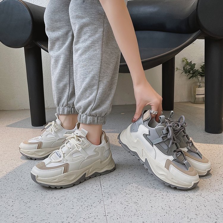 2024 New Fashion Platform Dad Shoes for Women white sneakers Casual Jogging Walking Shoes