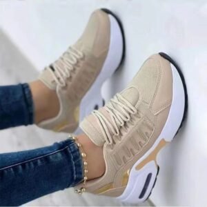 2024 New Fashion Plus Size Casual Sports Shoes Women Lace-up Mesh Breathable Women's Vulcanized Shoes