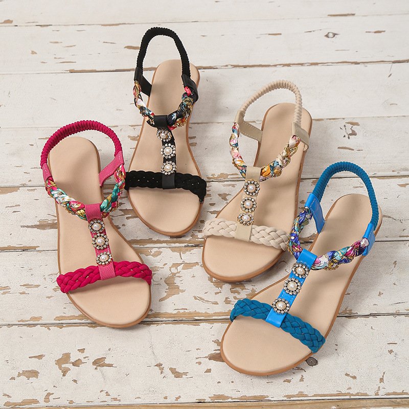 2024 new fashion plus sizes women's summer new style shoes sandal flower ladies sandals low heel wedges sandals lady girl
