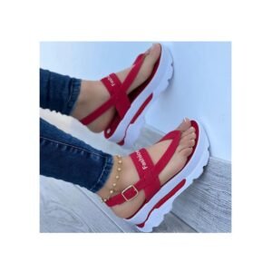 2024 New The new Summer plus-size wedge-toe clasp sandals for women with platform soles and Roman sandals for women