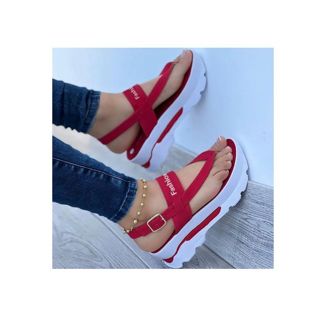 2024 New The new Summer plus-size wedge-toe clasp sandals for women with platform soles and Roman sandals for women