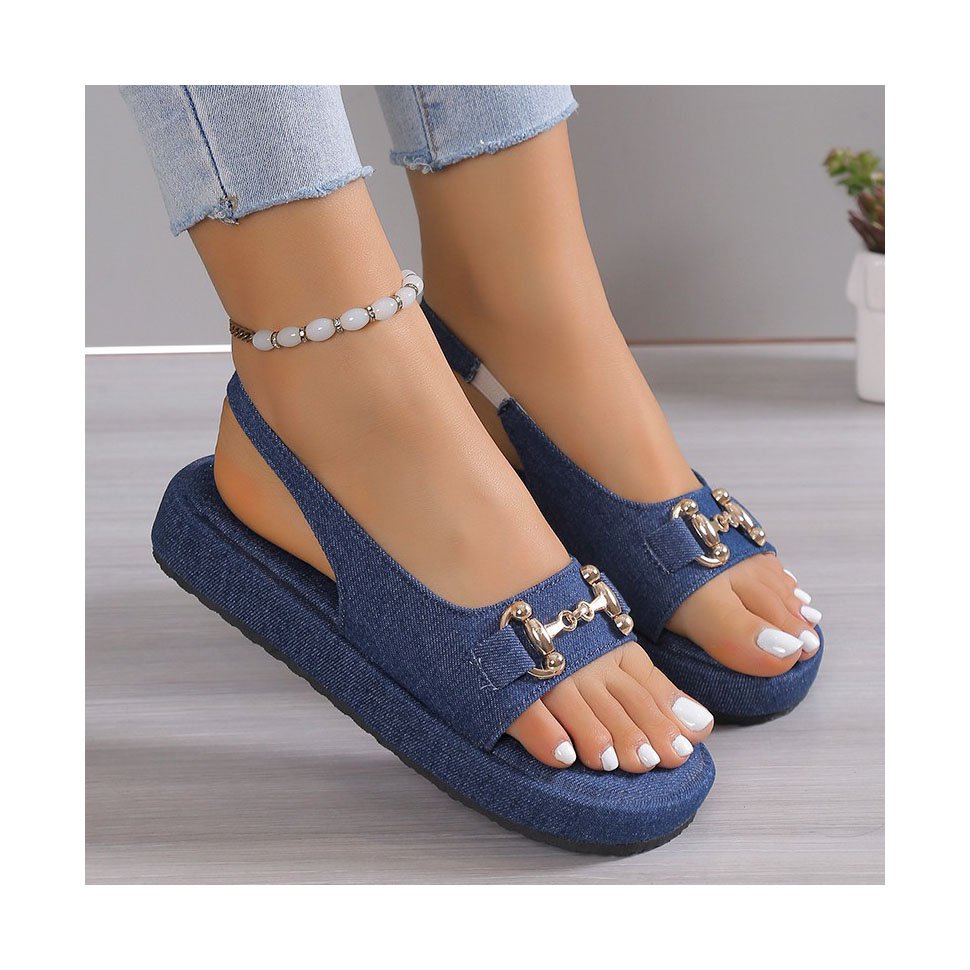 2024 new women's fashion increase thick bottom chain leisure sandals
