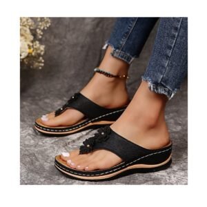 2024 summer slope heel light large solid color herringbone clip sandals for women