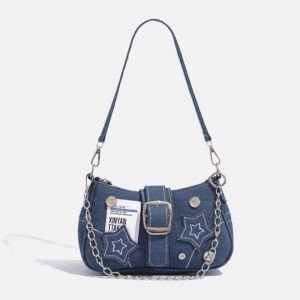 2024 Vintage Underarm Button American Women's Shoulder Bag Preppy Style Gothic Punk Cruciform Design Cool Underarm Bag
