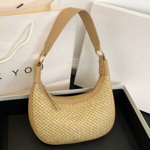 2024 Wholesale Woven Straw Shoulder Hobo Bag For Women Underarm Straw bag for women