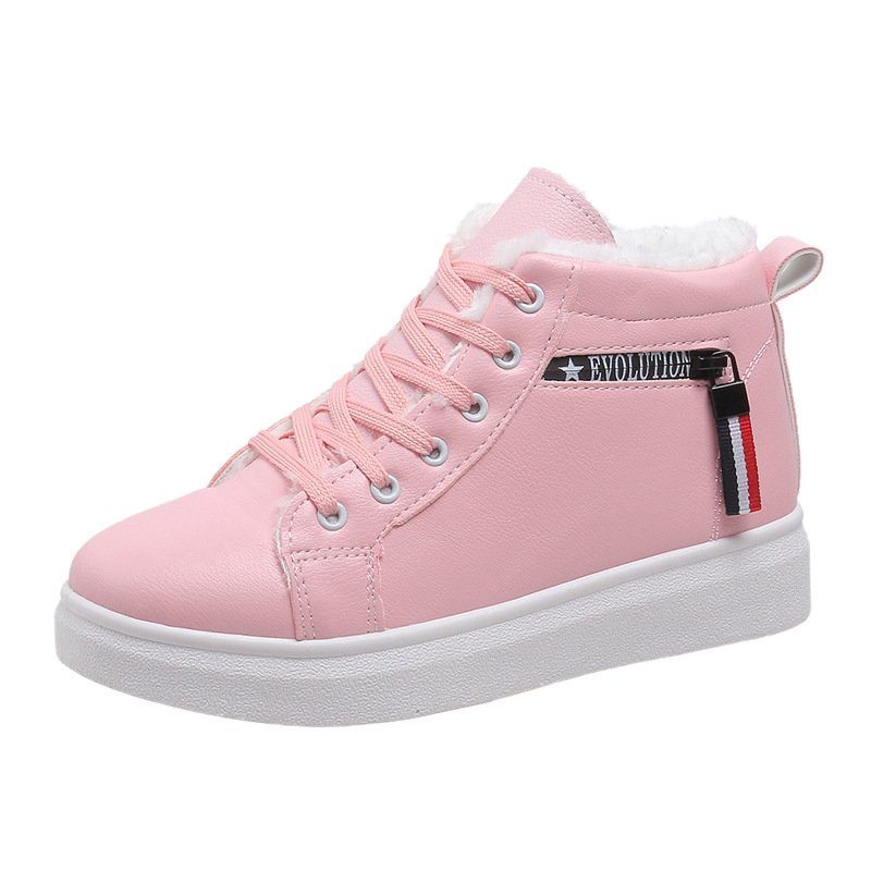 2024 Winter new women's zipper waterproof PU leather top student casual ankle boots