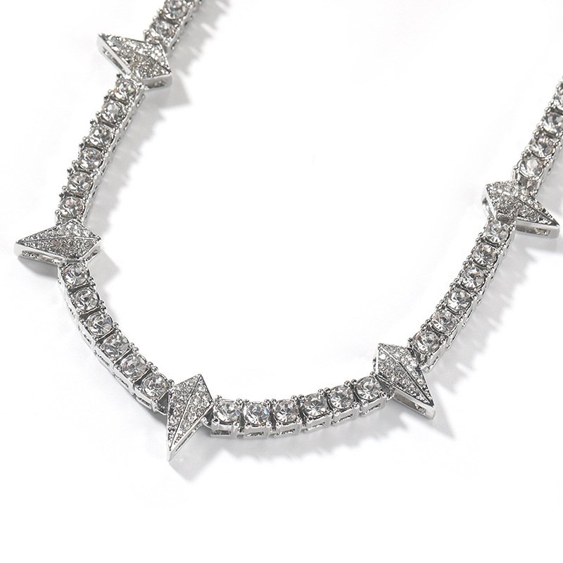 4mm Rhinestones Alloy Tennis Chain Fashion Pendant Necklace Hip-hop Necklace men gift set Christmas gift birthday gift