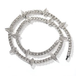 4mm Rhinestones Alloy Tennis Chain Fashion Pendant Necklace Hip-hop Necklace men gift set Christmas gift birthday gift