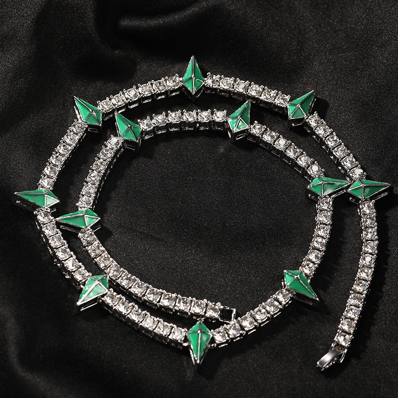 4mm Rhinestones Alloy Tennis Chain Fashion Pendant Necklace Hip-hop Necklace men gift set Christmas gift birthday gift