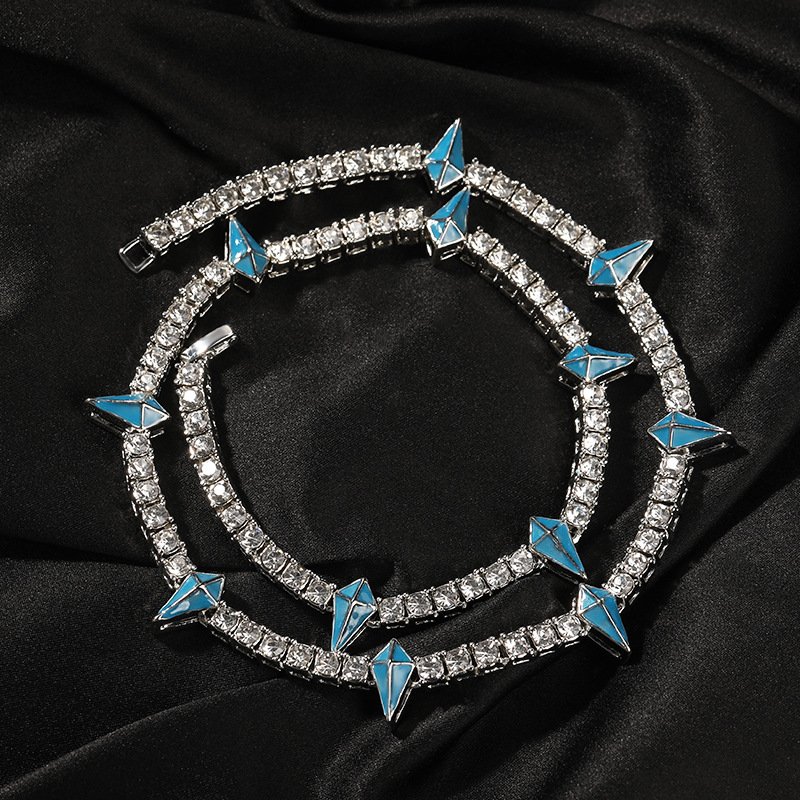 4mm Rhinestones Alloy Tennis Chain Fashion Pendant Necklace Hip-hop Necklace men gift set Christmas gift birthday gift