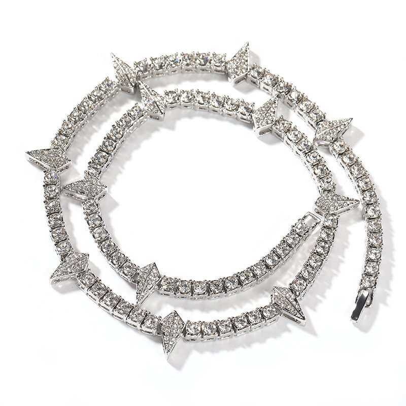 4mm Rhinestones Alloy Tennis Chain Fashion Pendant Necklace Hip-hop Necklace men gift set Christmas gift birthday gift