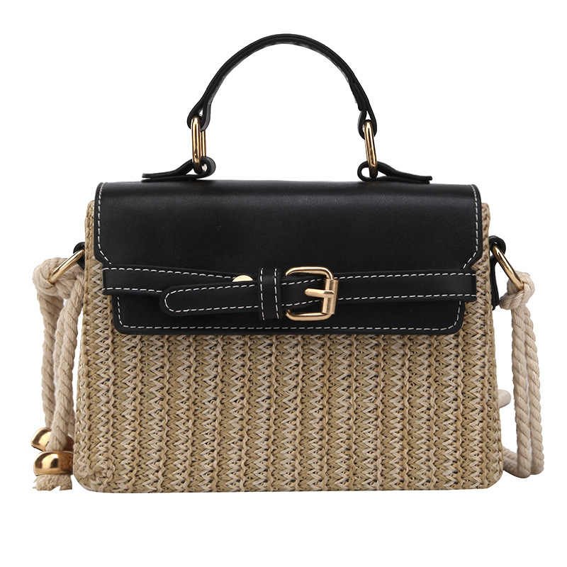 Straw handbag square simple clutch shoulder bag women hand bag high quality Woven bag
