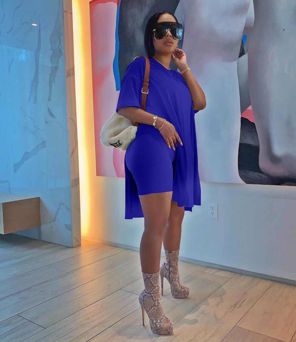 custom logo plus size 2 piece loungewear summer women's split sets clothing ladies biker shorts sports sets summer outfits 2022