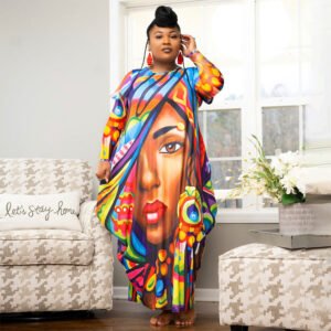 African Dress Dashiki Women Autumn Long Sleeve Vestido Cotton Pocketed African Ladies Stretchy Plus Size Long Dresses New
