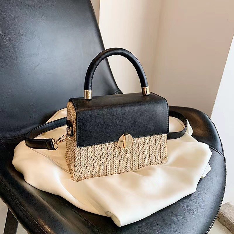 Autumn 2023 new small women's bag Fashion woven design handbag Patchwork pattern crossbody bag