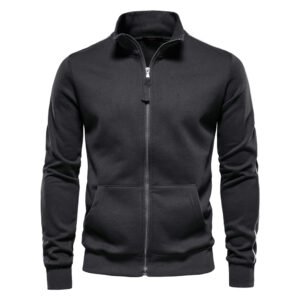 Autumn and winter new men's stand collar zipper long-sleeved hoodie men sports color casual men's coat