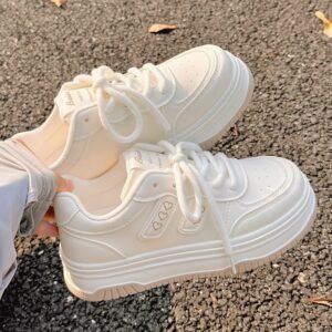Autumn and winter women's shoes white shoes 2024 new thick sole increase casual shoes