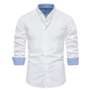 Autumn New Slim Fit Shirt Men's Casual Fashion Solid Color Long Sleeve Shirt