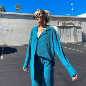 Autumn solid color sag loose soft fold women casual 2pc sets for women tracksuit set