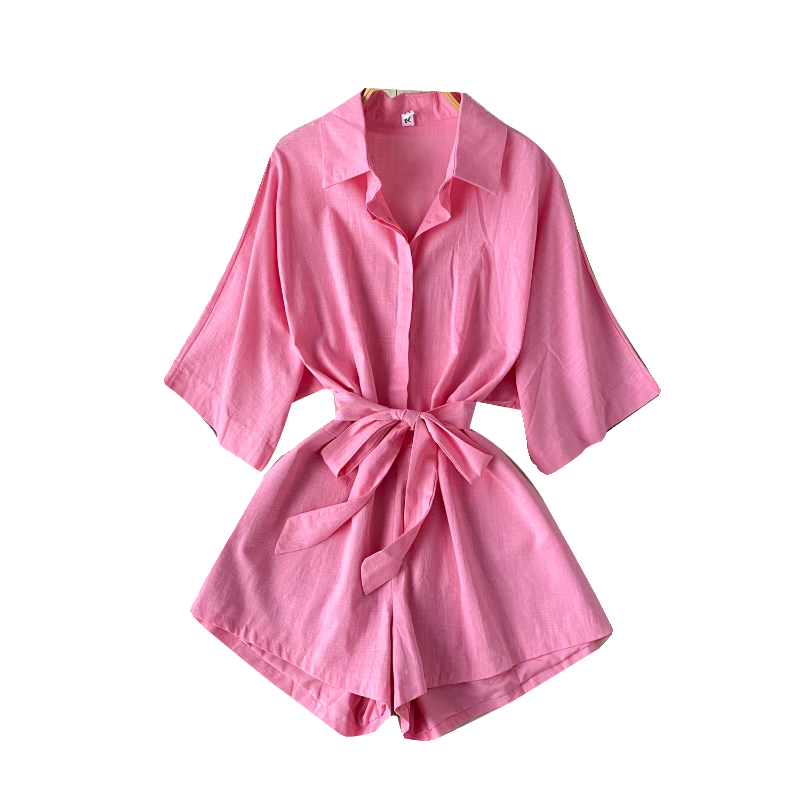 Basics V-neck Tunic Jumpsuit For Women High Waist Lace Short Jumpsuit Ladies Casual Overalls Wholesale