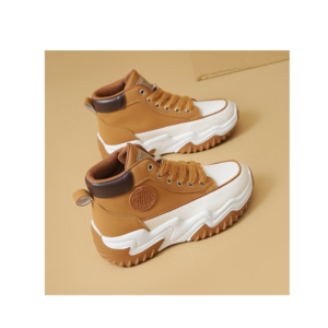 Boots women fall new thick soles increase all casual short boots leather high top shoes