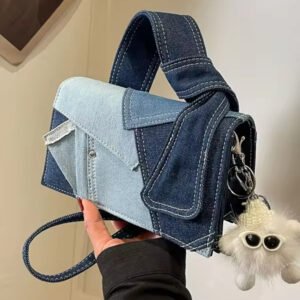 Canvas denim handbags small square chain shoulder bag crossbody ladies purses women's bag