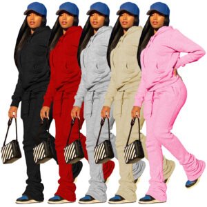 Casual 2-Pcs Set Women's Tracksuit Custom Logo Set Loungewear Hoodie and Jogger Set