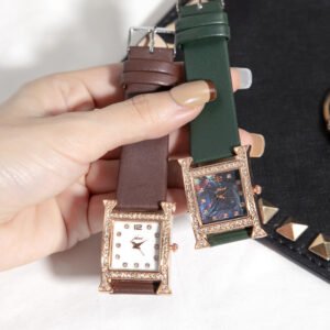 Casual Female Square WristWatches Leather strap Rhinestone Designer Ladies Clock Women watches Montre Luxury Quartz Watches