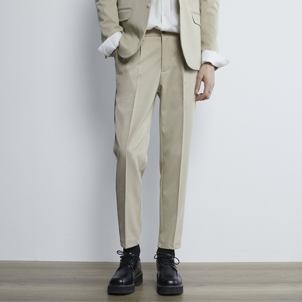 Casual pants men's new elastic non-iron pants men's ankle length elastic men's trousers