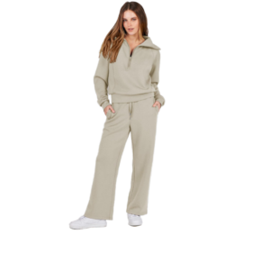 Casual Style Autumn-Winter Leisure Sports Suit 2 piece sets for women Solid Pattern Polyester Zipper Long-Sleeved Hoodie