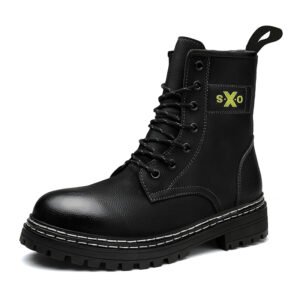 Couple Leather Martin Boots Large Size Height Increasing Men's Winter Boots Fleece Lined Fashion Retro Casual Women's Boots