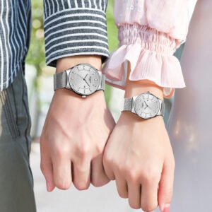 Couple watch Stainless steel Quartz wristwatch for men and women fashion Valentine Gift 2024 lovers luxury watches for couple