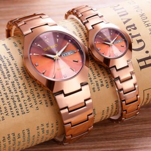 Couple Watches for Lovers Quartz Wristwatch Fashion Business Men Watch for Women Watches Tungsten Steel Coffee Gold Pair Hour