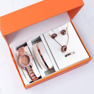 Creative Quartz Watch Fashion Jewelry Set Gift Box Women Watch Wristwatches Earrings Necklace Relogio feminino