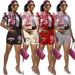 crop jackets women two piece womens shorts set clothing summer two piece outfits custom shorts sets for women two piece