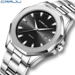 CRRJU Hot Selling Watch For Men Steel Band Fashion Minimalist Wristwatches Sport Waterproof Luminous Quartz Watches Men reloj