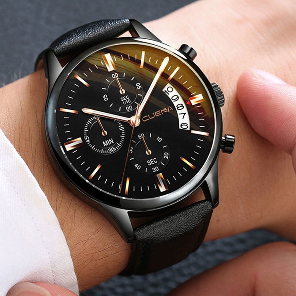 CUENA Brand Watches for men reloj Relogio Masculino Waterproof watches men wrist luxury Leather Men Watch Calendar Wristwatches