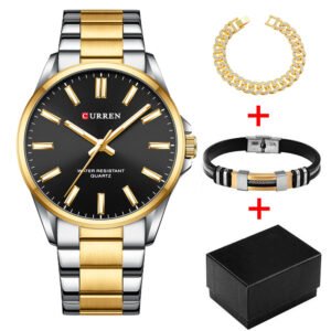CURREN Brand watch gift set Luxury Wristwatches Steel Quartz Watches for men Gold men Watches jewelry sets Relogio Masculino